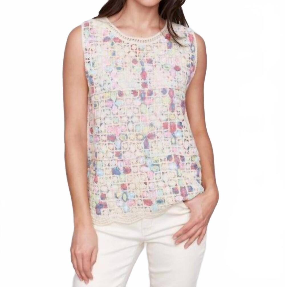 NEW CHARLIE B crochet tank top in natural